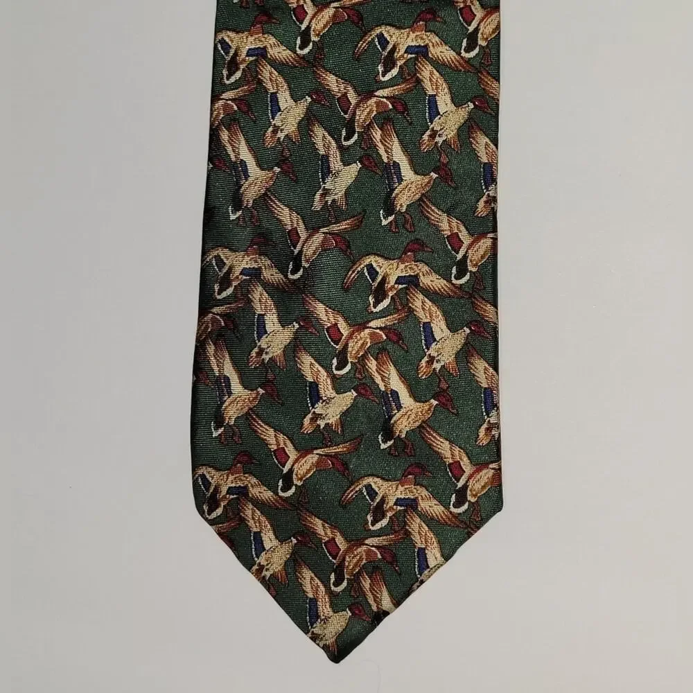 Tie Rack Hydro Mallard Duck Hunter Preppy Teacher Father Academic Office Silk
